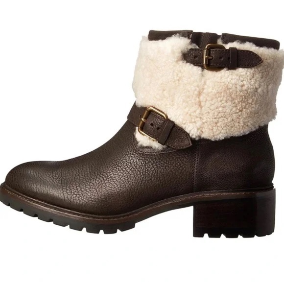 Coach Gabriella Leather Shearling Ankle Winter Boot - Picture 1 of 9